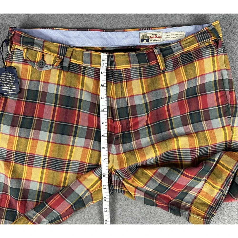 Polo Ralph Lauren Shorts Mens 34 Red Yellow Authentic Indian Madras Plaid NWOT